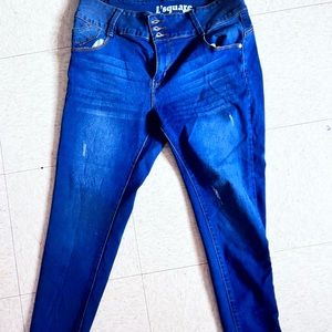 Plus size Women High Waist Skinny Stretch Ripped Jeans